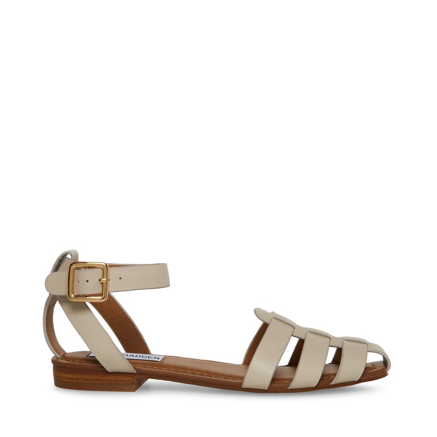 Sandalias Planas Steve Madden Media Cuero Mujer Beige | ES SB3064